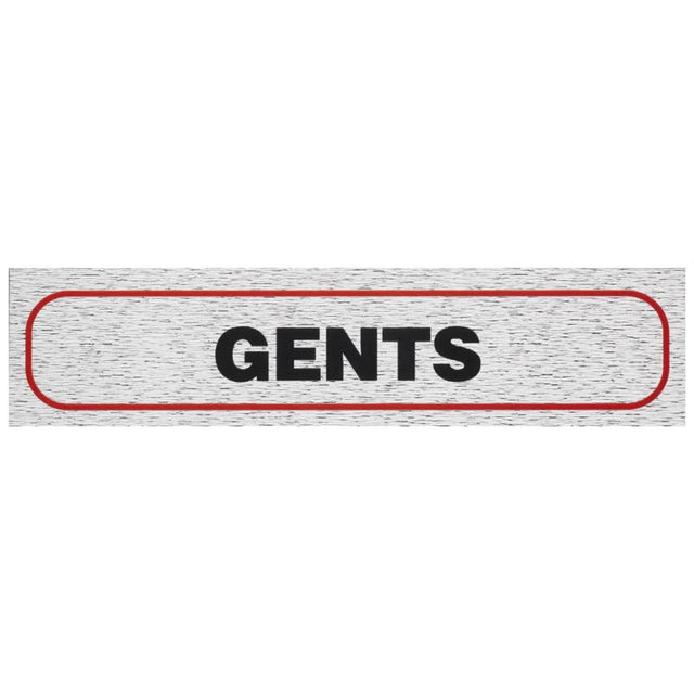 Self-adhesive brushed aluminum sign for men's restrooms, features a modern design for stylish identification.