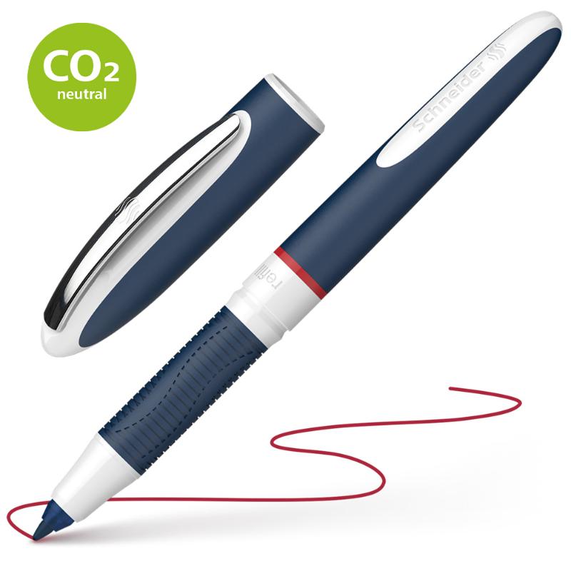 Schneider Rollerball One Change 0.6mm Red pen, eco-friendly, quick-drying red ink for smooth, precise writing.