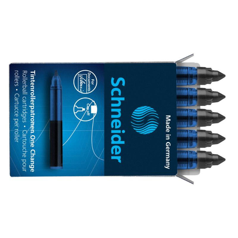 Schneider Rollerball Refill Cartridge One Change Box 5 Pieces Black