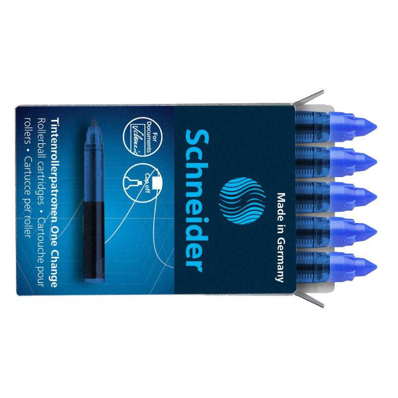 Schneider Rollerball Refill Cartridge One Change Box 5 Pieces Blue