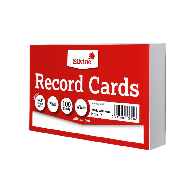 Silvine Record Cards 5x3 Plain