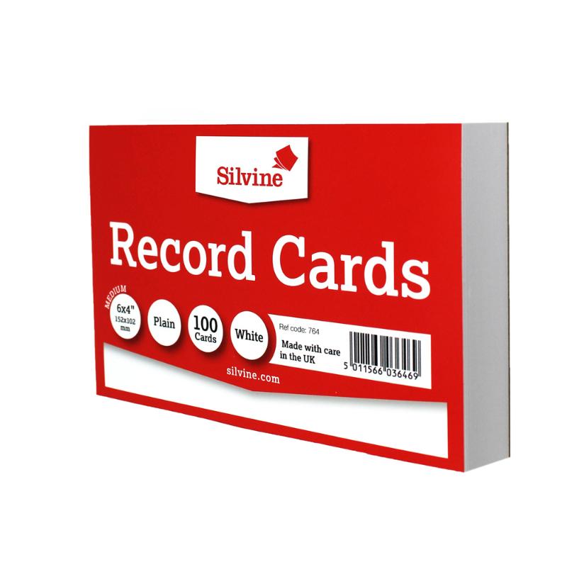 Silvine Record Cards 6x4 Plain