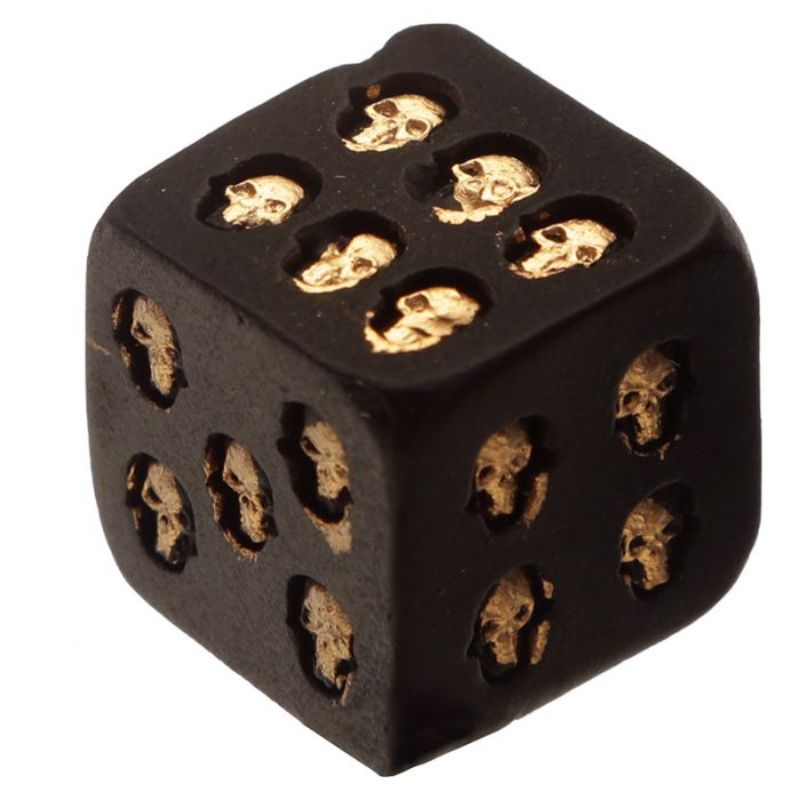 Dice Set - Skulls and Roses Black and Gold Skull Dice (12 Sets)