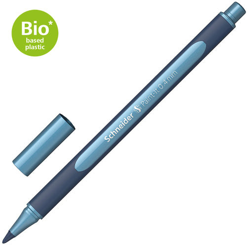 Schneider Metallic Rollerball 0.4mm in Polar Blue, perfect for vibrant writing and artistic designs with ultra-smooth ink.