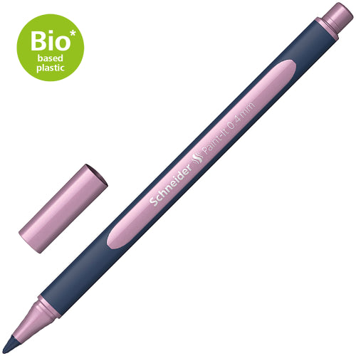 Schneider Metallic Rollerball pen in Rose, featuring a 0.4mm tip for smooth, precise writing on coated surfaces.