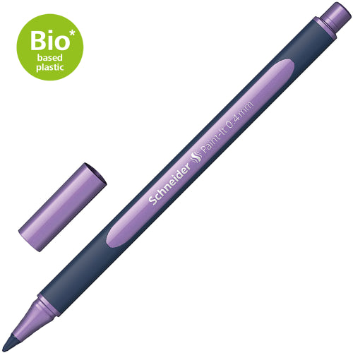 Schneider Metallic Rollerball pen in Frosted Violet, 0.4mm tip, ideal for artistic, smooth writing on non-absorbent surfaces.