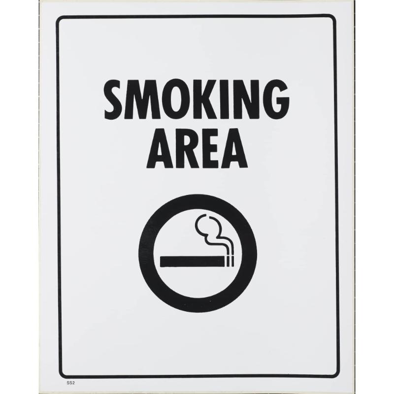 Self-adhesive sign for smoking area, 290x230mm, durable for indoor/outdoor use, easy to apply and highly visible.