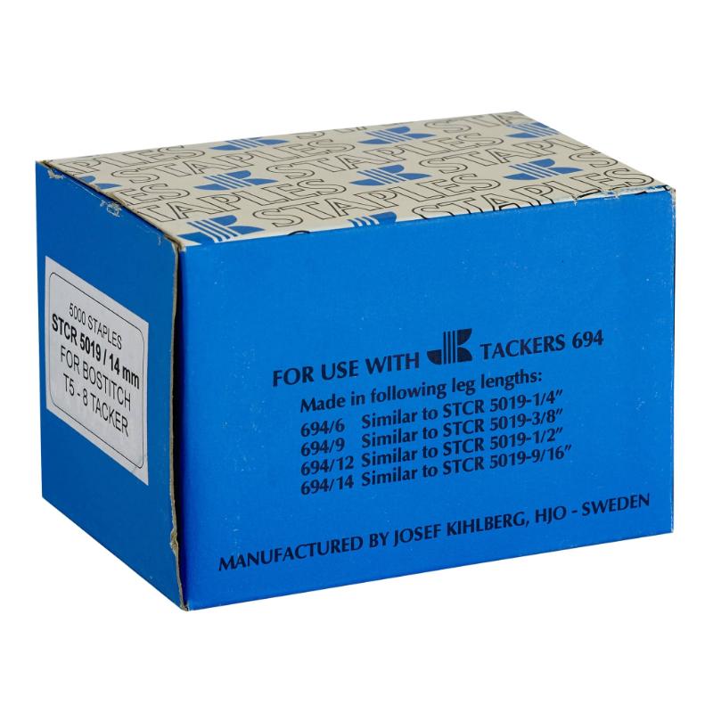 Staples STCR5019 14mm Galvanized Staples, 5000pcs, durable for office, crafting, and DIY tasks, corrosion-resistant design.