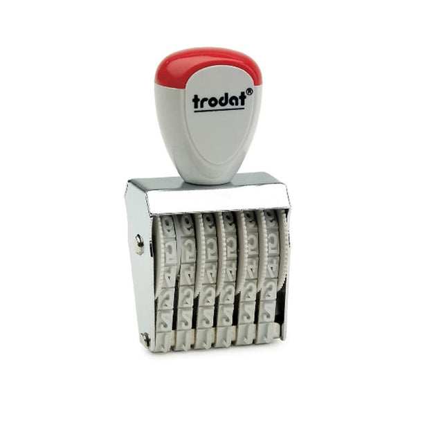 Trodat Classic Numberer 1546: Manual number stamp with ergonomic grip, customizable bands for invoicing and labeling.