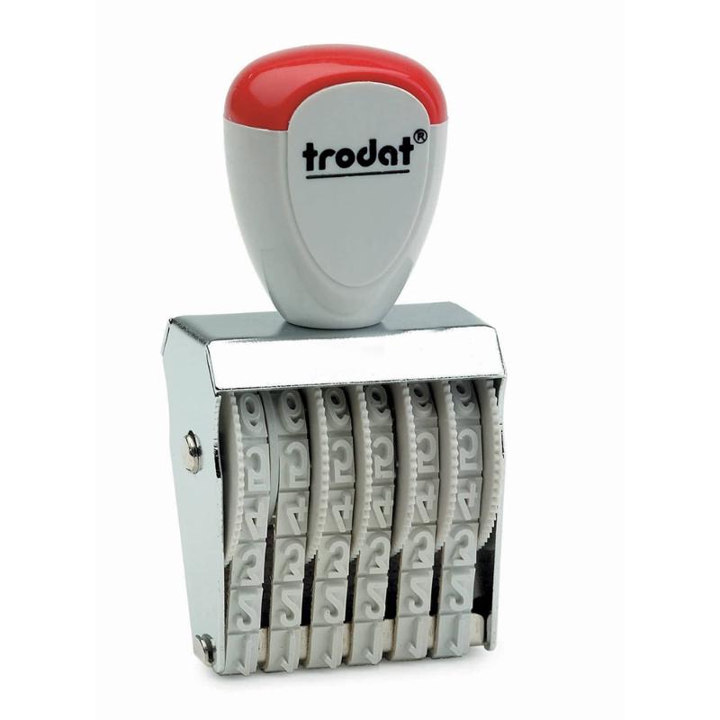 Trodat Classic Numberer 1556: Precision stamping tool with customizable bands, ergonomic grips, and durable metal frame.