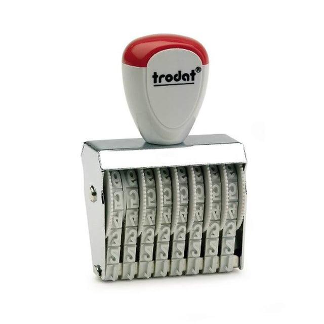 Trodat Classic Numberer 1558, ergonomic metal stamp with customizable 5mm characters for efficient numbering and labeling.