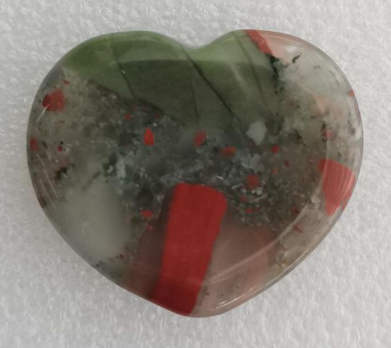 Worry Stone - African Bloodstone Heart (4cm)