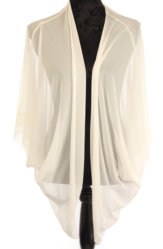 Cape - Plain Sheer Shrug  - White