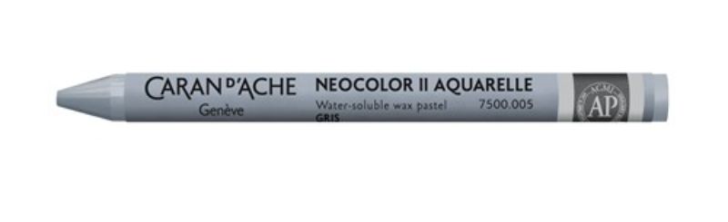 Pack of 10 Caran d'Ache Neocolor II Grey Crayons, watersoluble with rich pigments for versatile art projects.