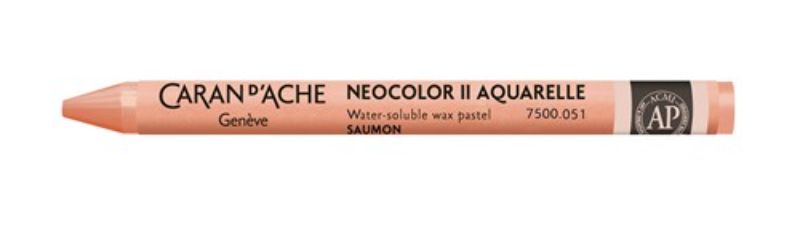 Pack of 10 Caran D’ache Neocolor II salmon crayons, known for vibrant hues and versatile water-soluble applications.