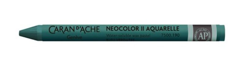 Pack of 10 Caran D’ache Neocolor II Greenish Blue crayons, featuring vibrant pigments for blending in artwork.