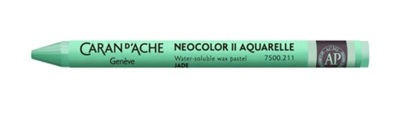 Caran D’ache Neocolor II Jade Green crayons pack of 10, featuring high pigment concentration and versatile wet/dry use.