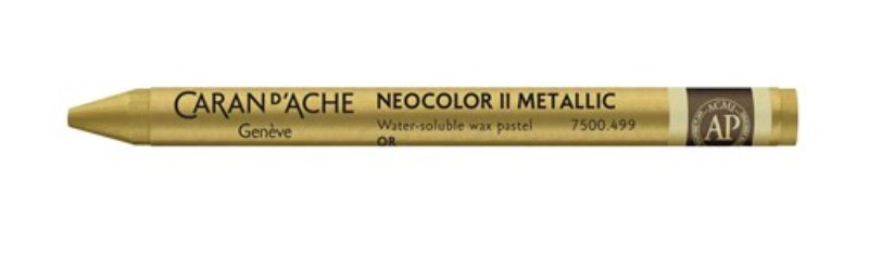 Pack of 10 Caran d'Ache Neocolor II Gold crayons showcasing vibrant colors and exceptional blendability for artists.