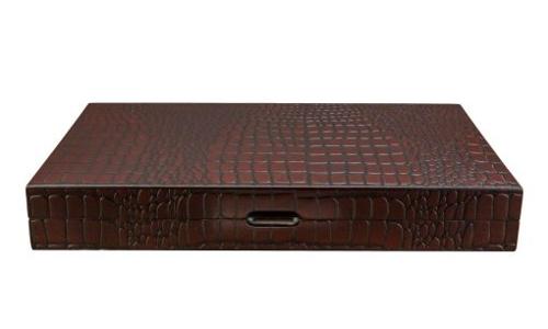 Dark Wooden Crocodile Engraved Design Backgammon 18
