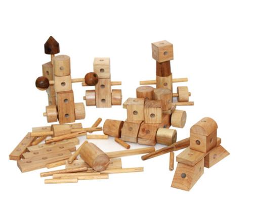 Natural Wood Construction Set