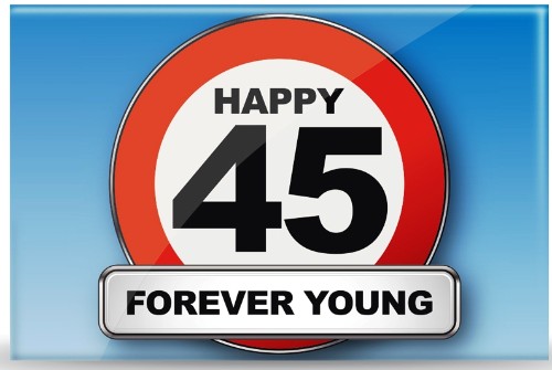 Magnet - Traffic Signs Series - Happy 45 Forever Young - Set of 5