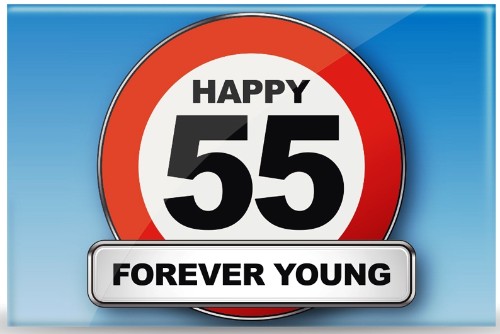 Magnet - Traffic Signs Series - Happy 55 Forever Young - Set of 5