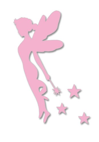 Whimsical Tinkerbell wall art with twinkling stars, crafted from eco-friendly pink MDF, perfect for children's spaces.