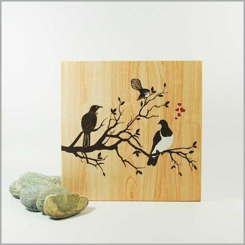 Plywood Art Block: Birds on Tree