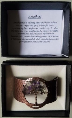 Tree of Life Amethyst Quartz Copper Plated Bracelet