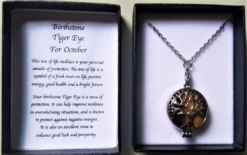 Birthstone Necklace - Tiger Eye Oct (70cm)