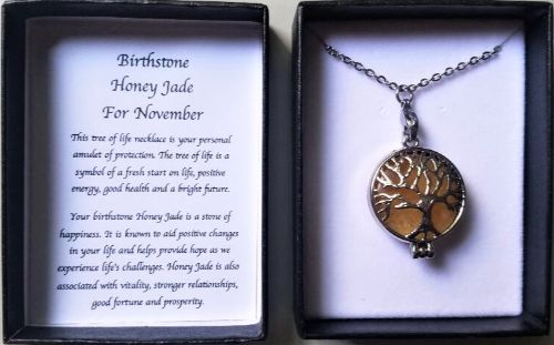 Birthstone Necklace - Honey Jade Nov (70cm)
