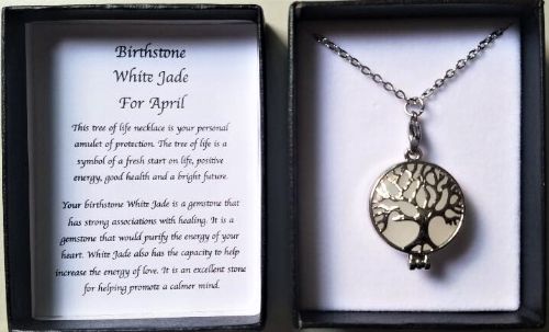Birthstone Necklace - White Jade Apr (70cm)