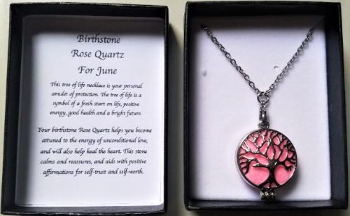 Birthstone Necklace - Rose Quartz June (70cm)