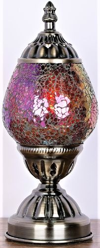 Turkish Oval Mosaic Lamp - Pink / Orange (16cm)