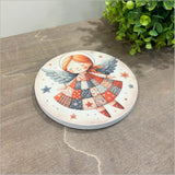 Canvas Printed Circle - Patchwork Angel 2 Flying (Large)
