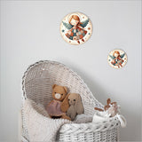 Small embossed canvas circle featuring a whimsical angel design, perfect for enhancing home decor or gifting.