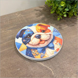 Canvas Printed Circle - Patchwork Bulldog (Small)