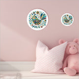 Canvas Printed Circle - Patchwork Bird 4 Left Blue (Small)