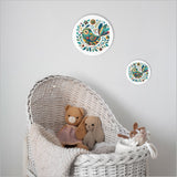 Canvas Printed Circle - Patchwork Bird 4 Left Blue (Small)