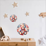 Canvas Printed Circle - Patchwork Bear (Small)