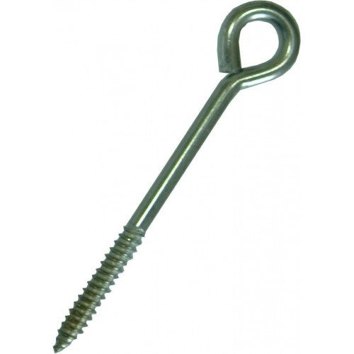 Durable 4-1/2x3/8 inch screw eyes with lag thread for secure fastening, rust-resistant for indoor and outdoor use.