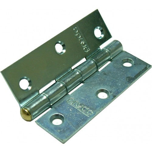 100mm zinc-plated butt hinge with loose brass pin for easy installation, ideal for doors and cabinets.