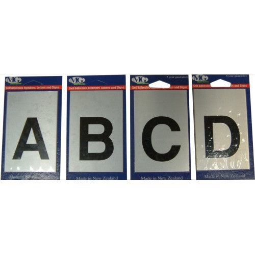 Self-adhesive 75mm aluminium letter 'A' for stylish mailbox and signage use, durable and weather-resistant.