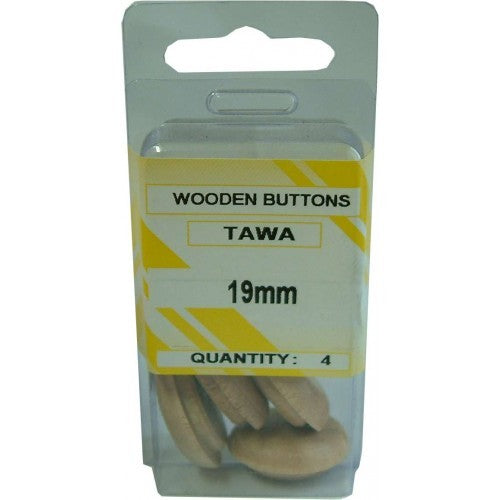 Wooden Pin Buttons Tawa 13mm  6/Pack