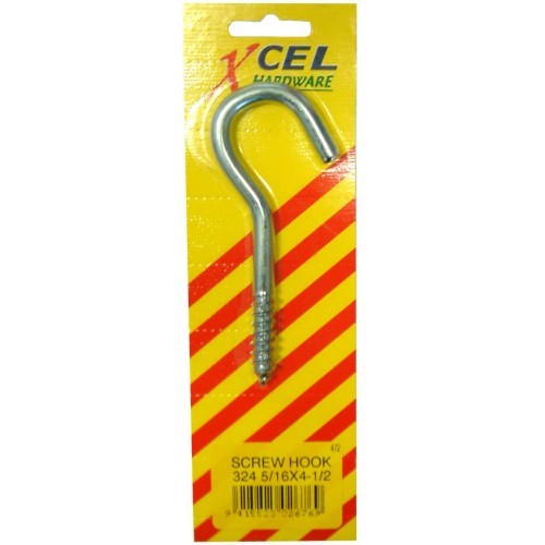 Screw Hooks Z.P. #324 (1 Per Cd)   1/4 X 4-1/4