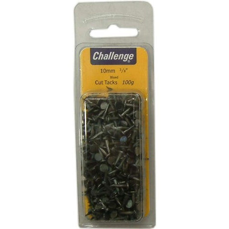 Pack of 100g Bayonet Blued Tacks, 25mm, perfect for upholstery and crafting with a sleek finish and durable design.