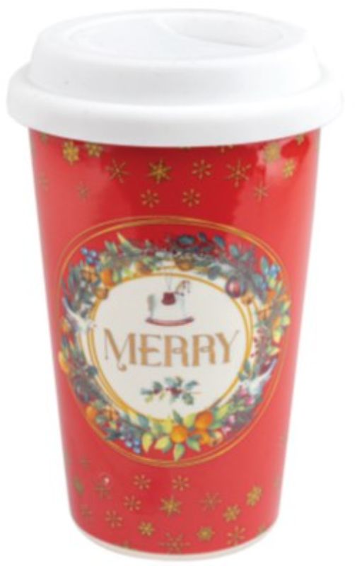 TRAVEL MUG - TRADITIONAL RED MERRY