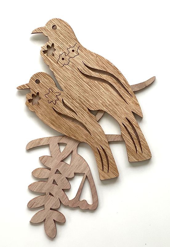Wall Art - MDF Tui Duo 30cm (Set of 2)