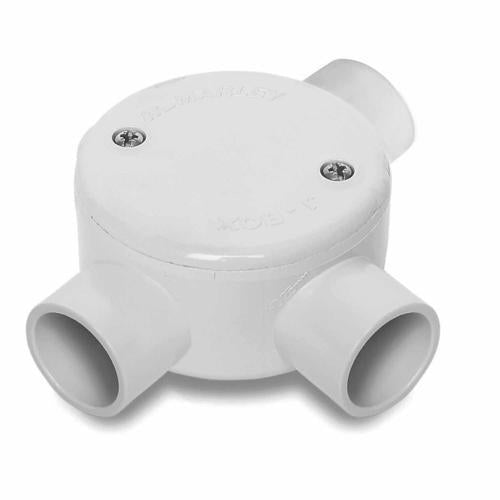 Marley Conduit Junction Box Circular 3 Way 75x35mm 25mm Grey