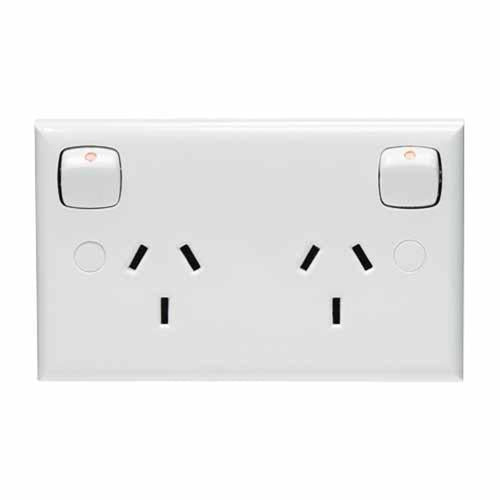 HPM Standard Horizontal Double Powerpoint 10 Amp White